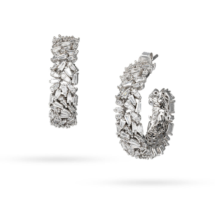 Стилни дамски сребърни обеци с инкрустирани циркони от Senso Silver. RE868
