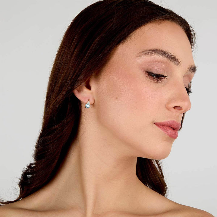 Women's silver earrings with gold plating and blue Zirconia | Morellato Tesori