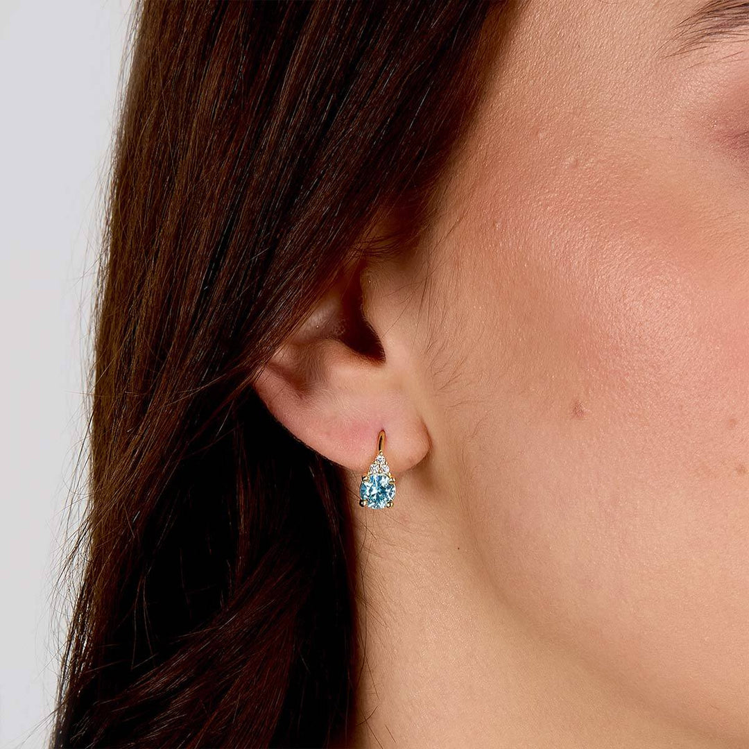 Women's silver earrings with gold plating and blue Zirconia | Morellato Tesori