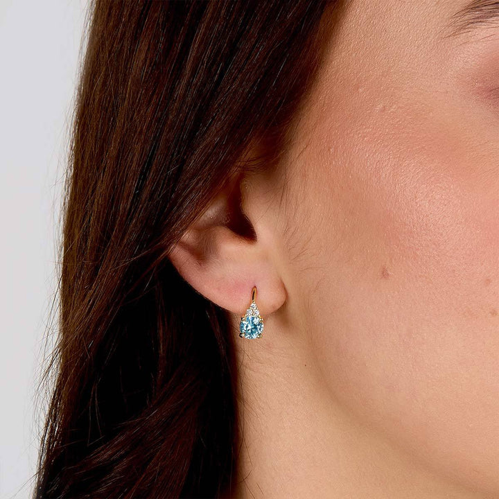 Women's silver earrings with gold plating and blue Zirconia | Morellato Tesori