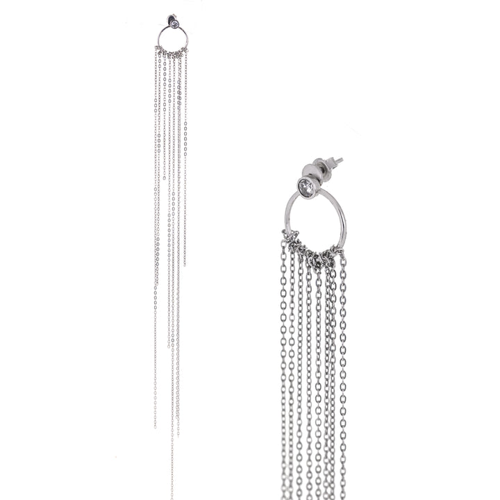 Висящи сребърни обеци с родиево покритие - 25 см.