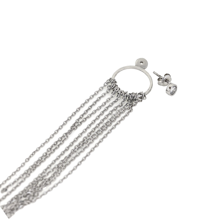 Висяща сребърна обеца с родиево покритие - 25 см.