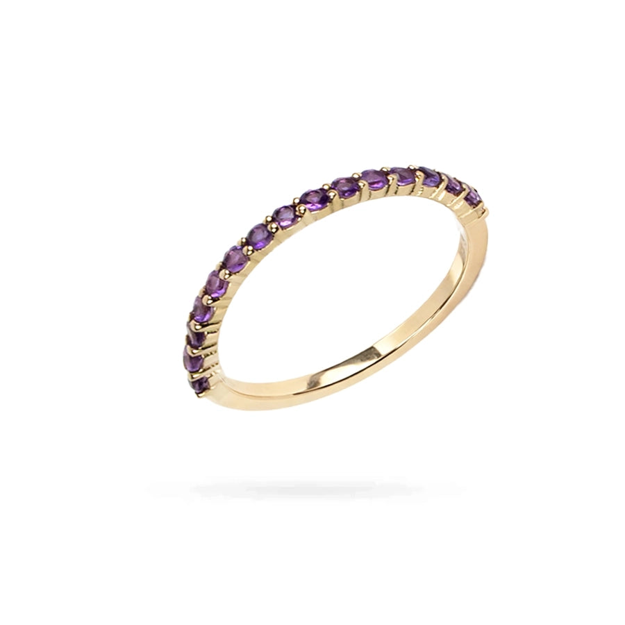 Дамски пръстен, изработен от злато с инкрустиран Аметист 0.35ct