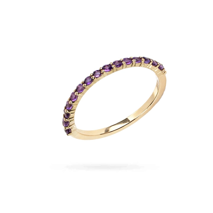 Дамски пръстен, изработен от злато с инкрустиран Аметист 0.35ct