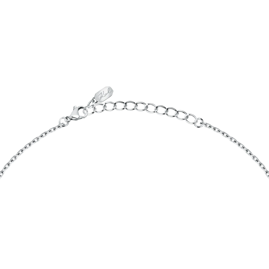 Дамско колие Karl Lagerfeld Charms със сребриста верижка и закопчаване тип карабинер – колие Karl Lagerfeld KLAYD06
