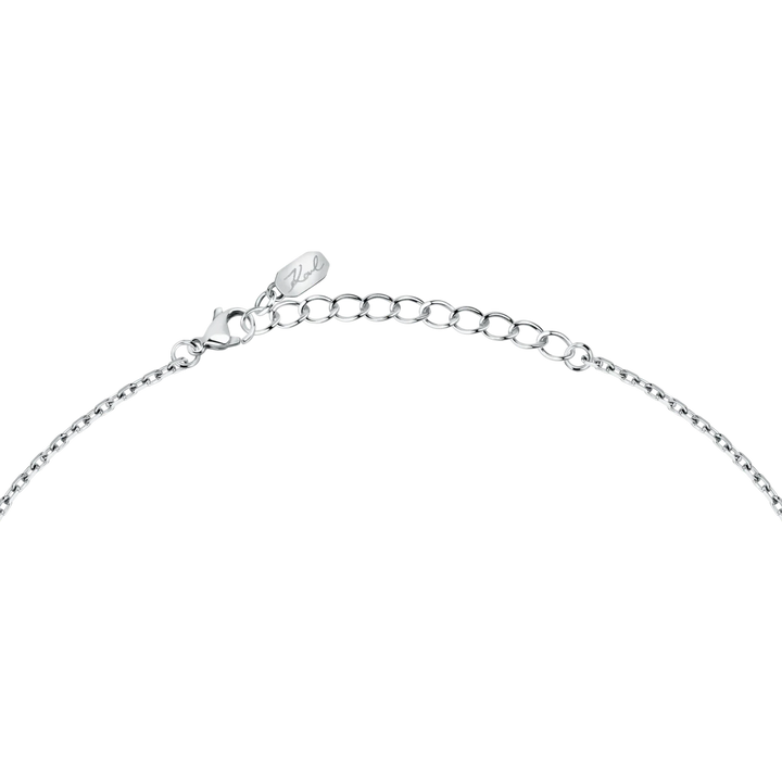 Дамско колие Karl Lagerfeld Charms със сребриста верижка и закопчаване тип карабинер – колие Karl Lagerfeld KLAYD06
