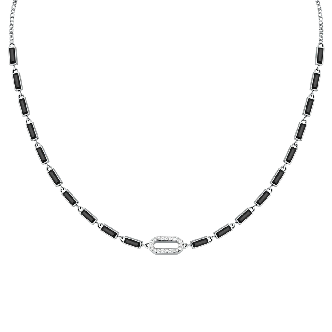 Дамско колие Karl Lagerfeld Crystals от сребриста стомана с черни и бели кристали – модел KLAYC07