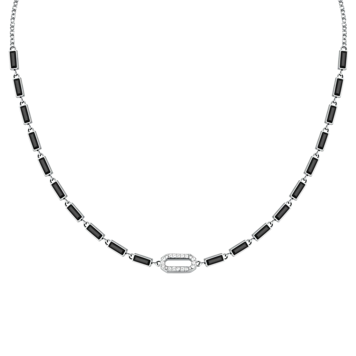 Дамско колие Karl Lagerfeld Crystals от сребриста стомана с черни и бели кристали – модел KLAYC07