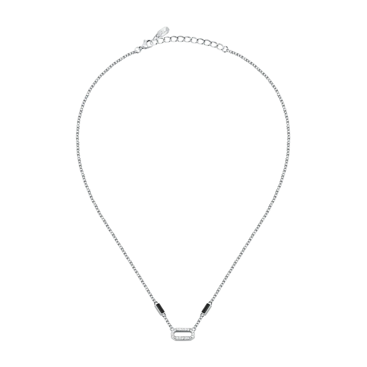 Дамско тенис колие Karl Lagerfeld Crystals с прозрачни кристали по веригата и черни правоъгълни акценти – колие KLAYC11