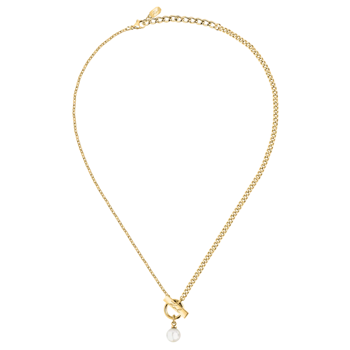 Дамско колие Karl Lagerfeld Pearl, пълен изглед на златистата верижка с регулируема дължина 40–45 см – модел KLAYR12