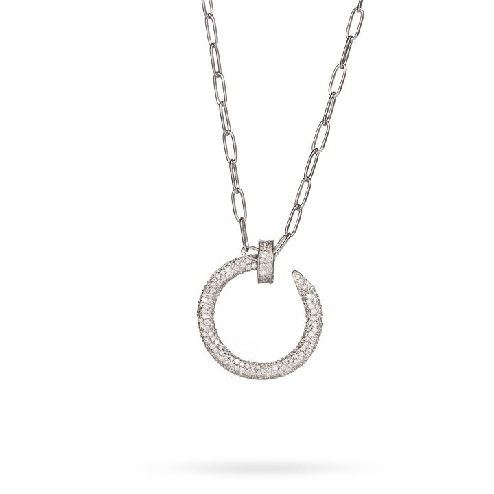 Елегантно дамско сребърно колие с фини инкрустирани циркони. Senso Silver