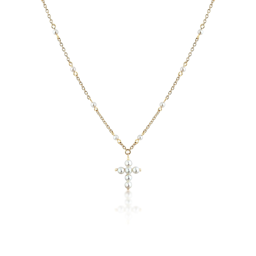 Дамско колие от стомана със сладководни перли. J19AWC22