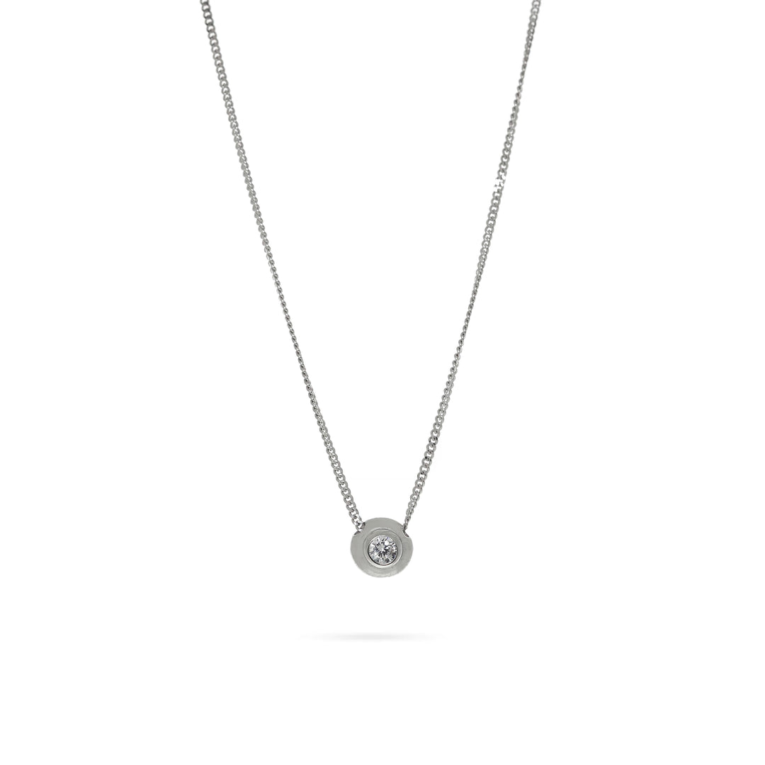 Дамско сребърно колие с централен циркон обвито в обков. Senso Silver