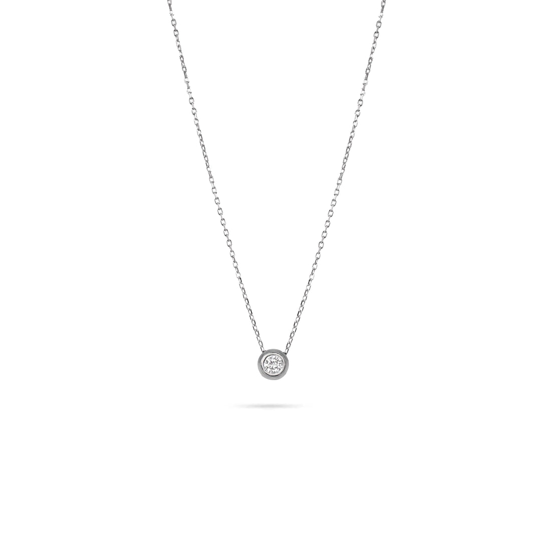 Дамско колие от бяло злато с диамант.