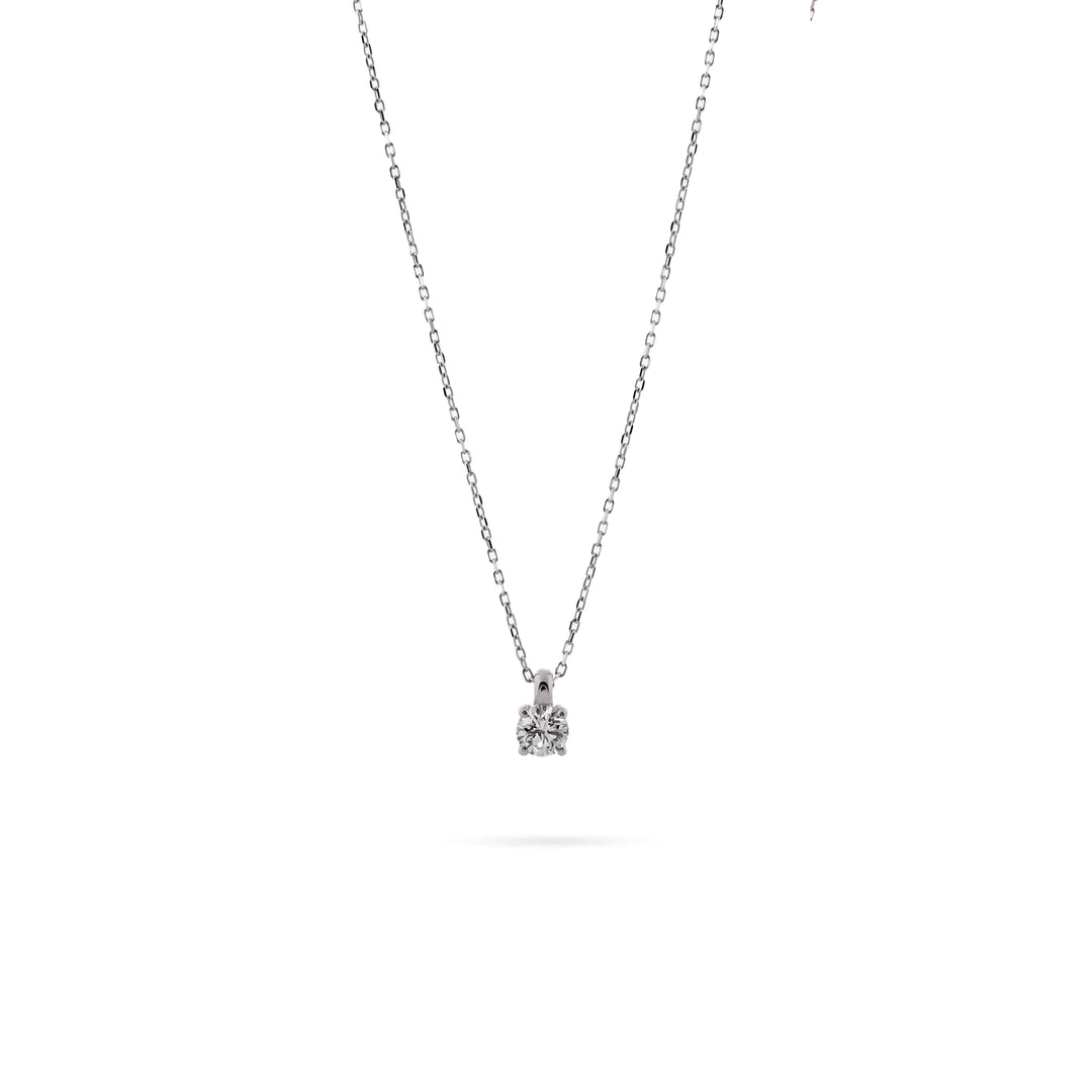 Колие от бяло злато 14к, с класически обков на диамант 0.12ct