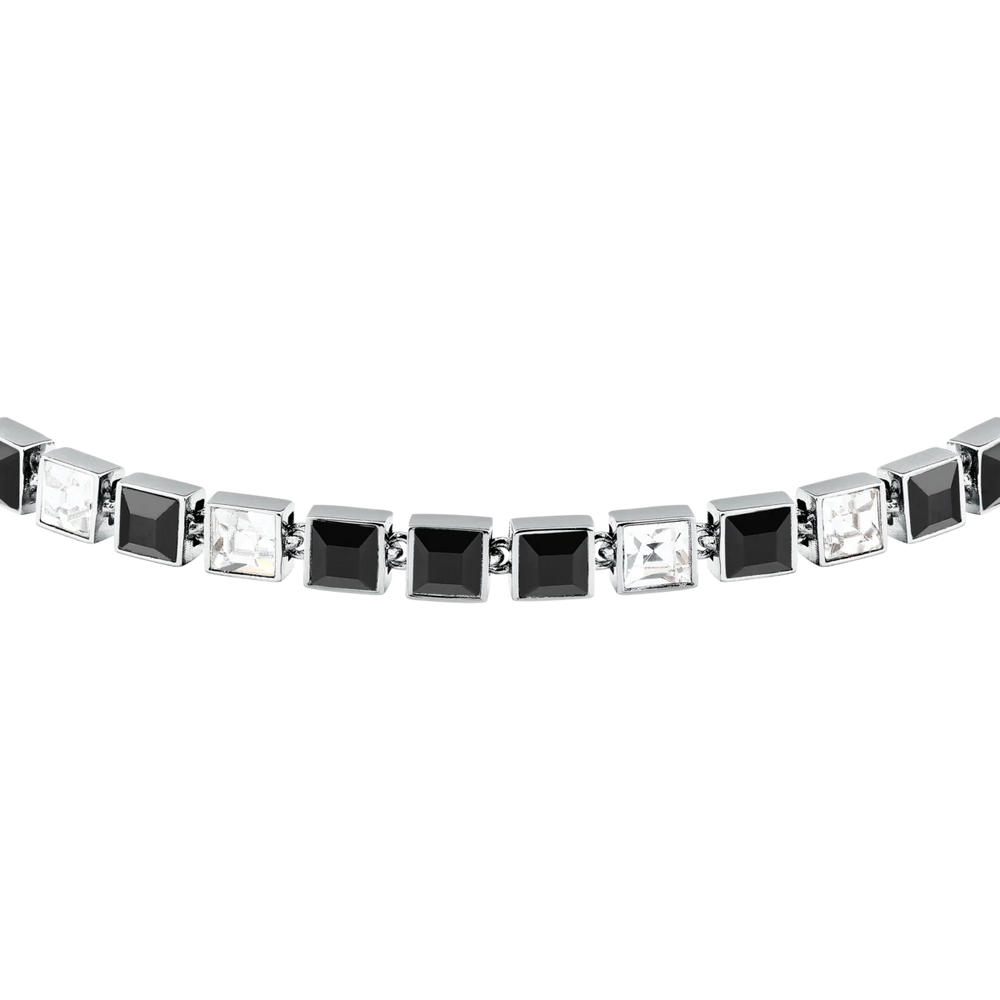 Елегантна тенис гривна Karl Lagerfeld с квадратни бели и черни кристали по цялата обиколка – Crystals KLAYC23
