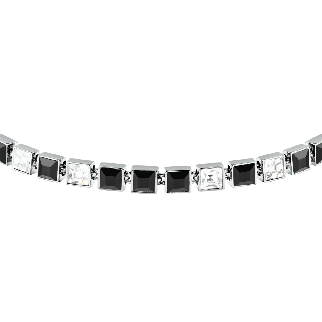 Елегантна тенис гривна Karl Lagerfeld с квадратни бели и черни кристали по цялата обиколка – Crystals KLAYC23
