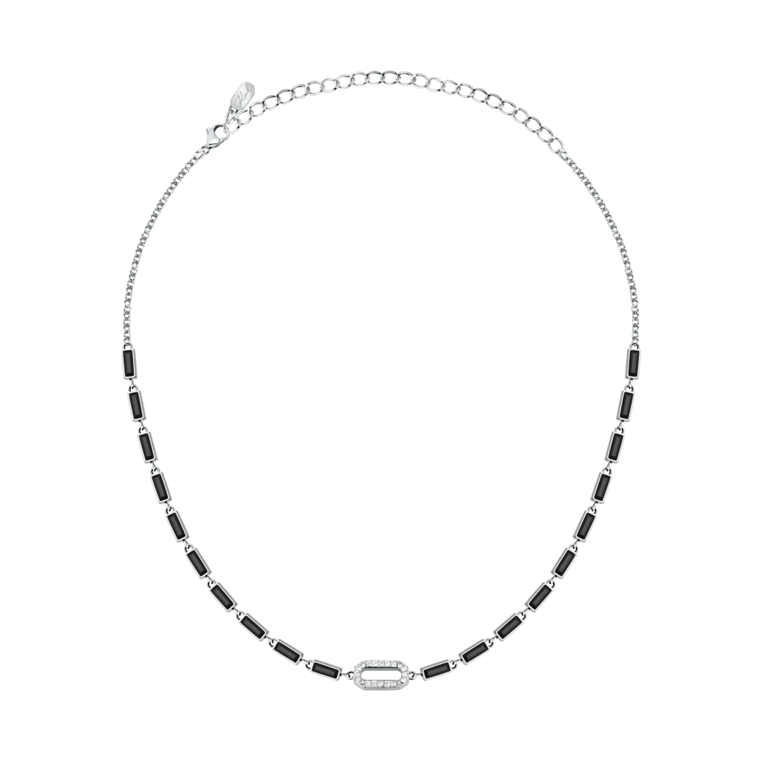 Фино сребристо колие Karl Lagerfeld Crystals с правоъгълни звена и дължина 35+10 см – KLAYC07