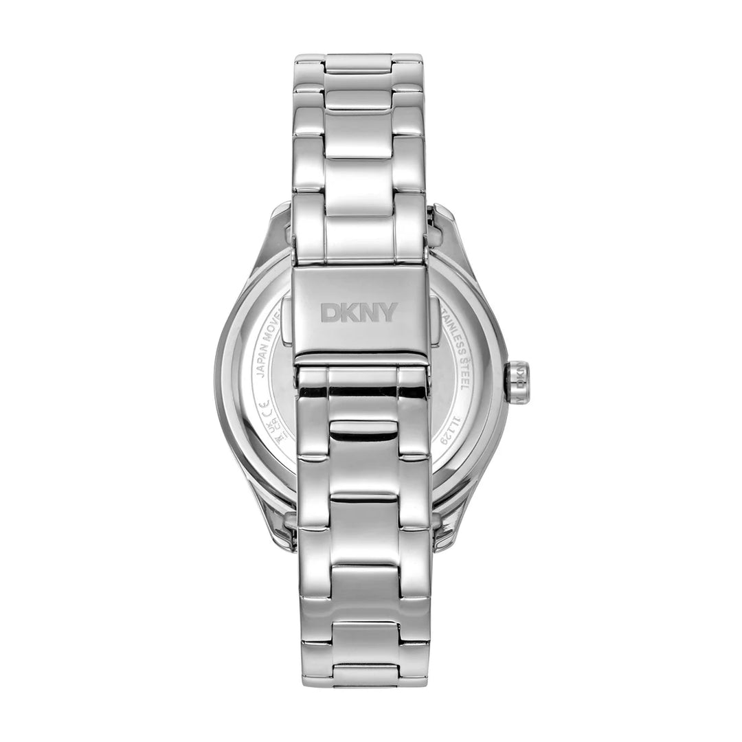 Гръб на дамски часовник DKNY Evening Multi – стоманена верижка и сгъваема закопчалка, часовник DKNY модел DK1L129M0045