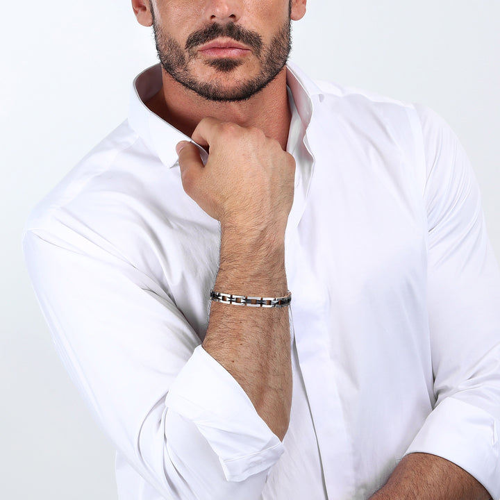 Мъжка стилна гривна от стомана и керамика - Maserati JM422ATZ16