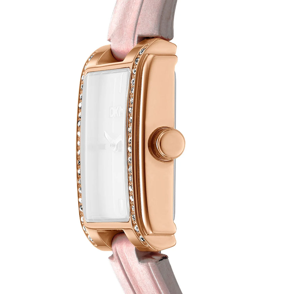Профил на дамски часовник DKNY – IP розовозлатист корпус с кристали и минерално стъкло, DK1L122L0025
