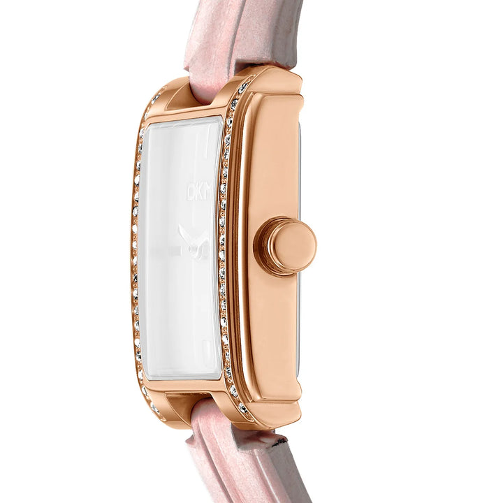 Профил на дамски часовник DKNY – IP розовозлатист корпус с кристали и минерално стъкло, DK1L122L0025