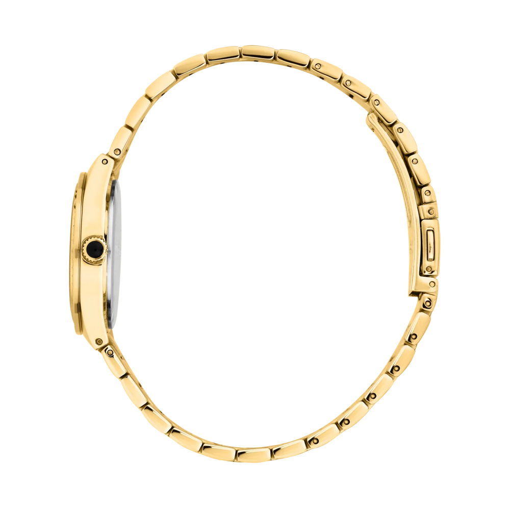 Профилен изглед на дамски часовник Karl Lagerfeld Hamburg с тънък корпус от стомана с IP златно покритие – R0553105502
