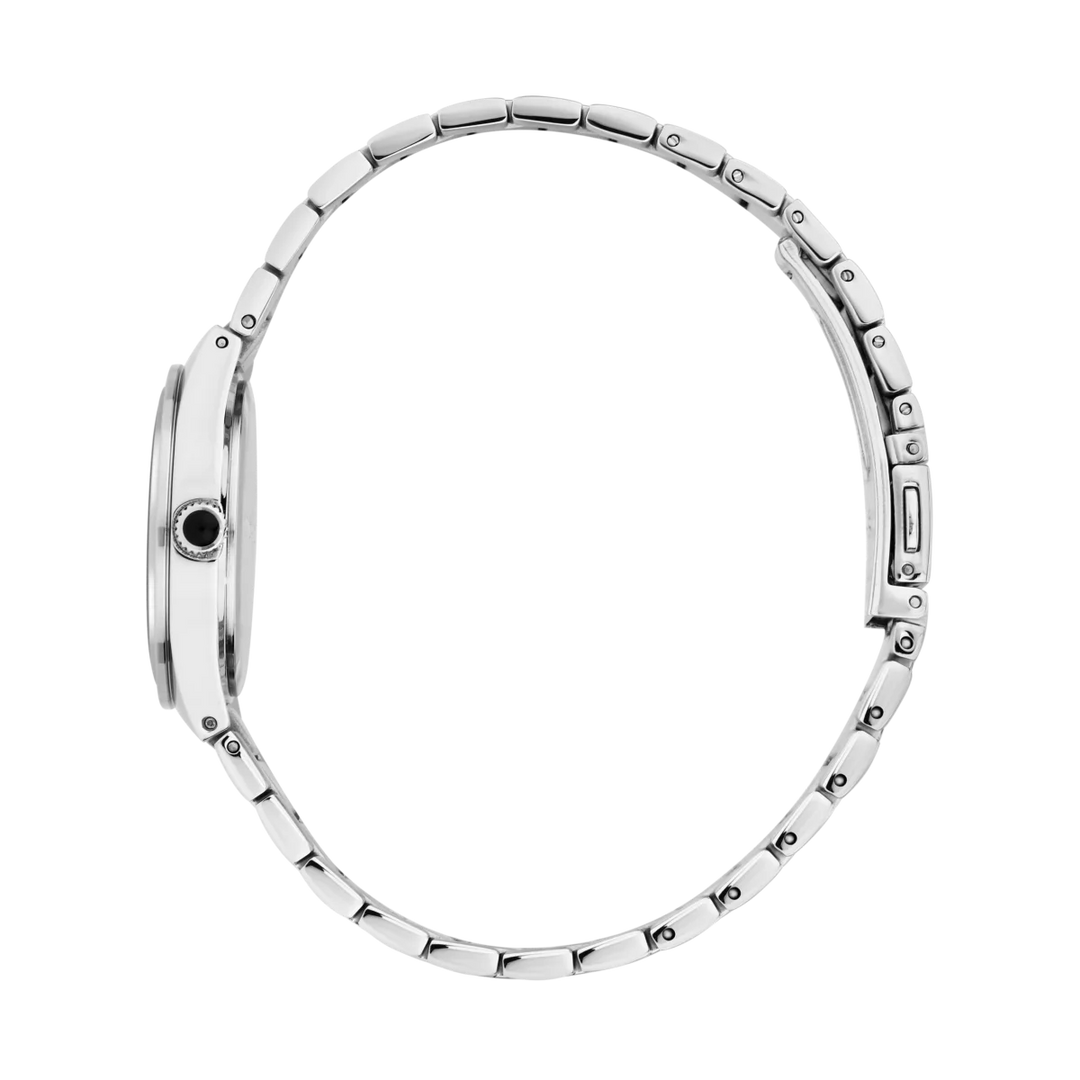 Профилен изглед на дамски часовник Karl Lagerfeld Hamburg с тънък сребрист корпус от неръждаема стомана – R0553105512
