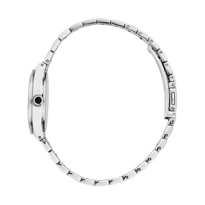 Профилен изглед на дамски часовник Karl Lagerfeld Hamburg с тънък сребрист корпус от неръждаема стомана – R0553105512
