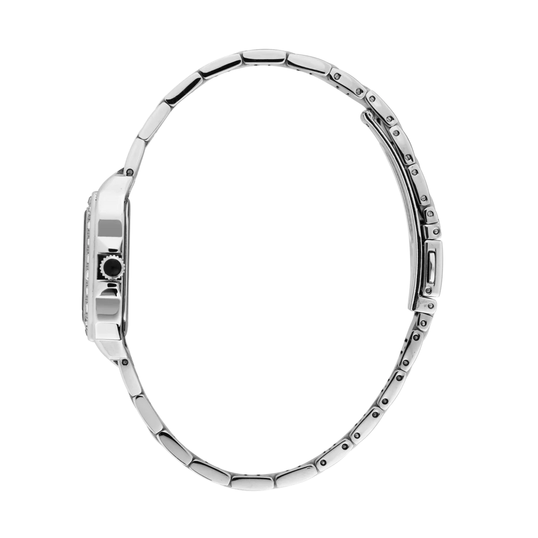 Страничен профил на дамски часовник Karl Lagerfeld Square Classics с тънък стоманен корпус и сребриста верижка – R0553102502