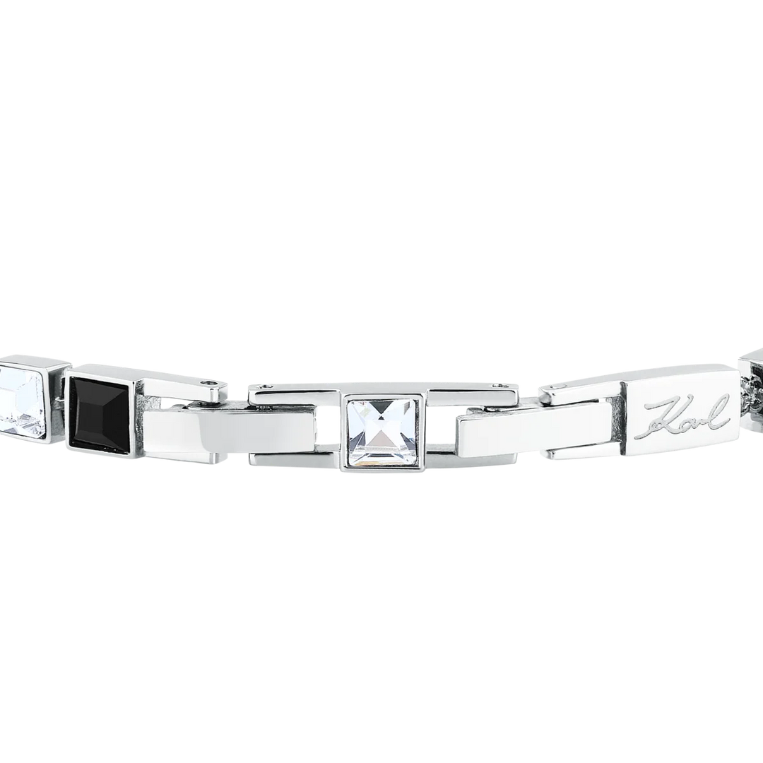 Стоманена гривна Karl Lagerfeld с кристали и закопчалка с лого – дамска гривна Crystals KLAYC23
