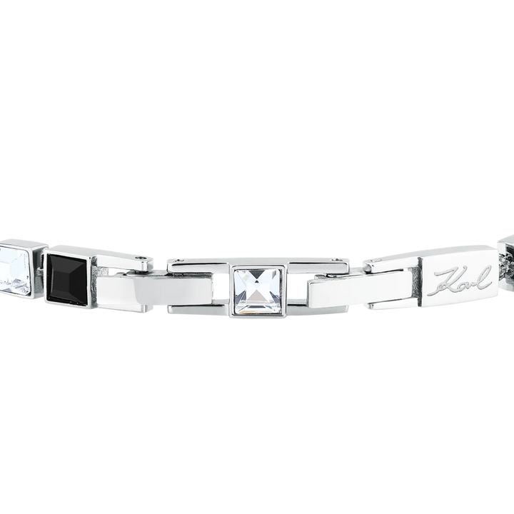 Стоманена гривна Karl Lagerfeld с кристали и закопчалка с лого – дамска гривна Crystals KLAYC23
