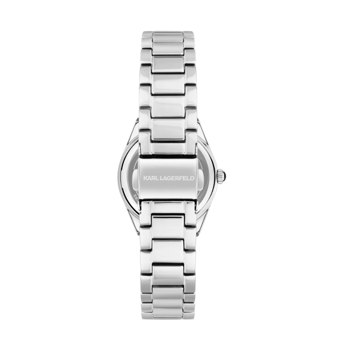 Стоманена верижка и закопчалка на дамски часовник Karl Lagerfeld Hamburg в сребристо – модел R0553105512
