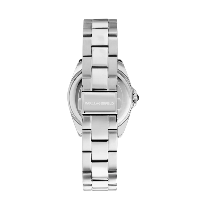 Стоманена верижка и разтваряща се закопчалка на дамски часовник Karl Lagerfeld Round Essentials – модел R0553101515