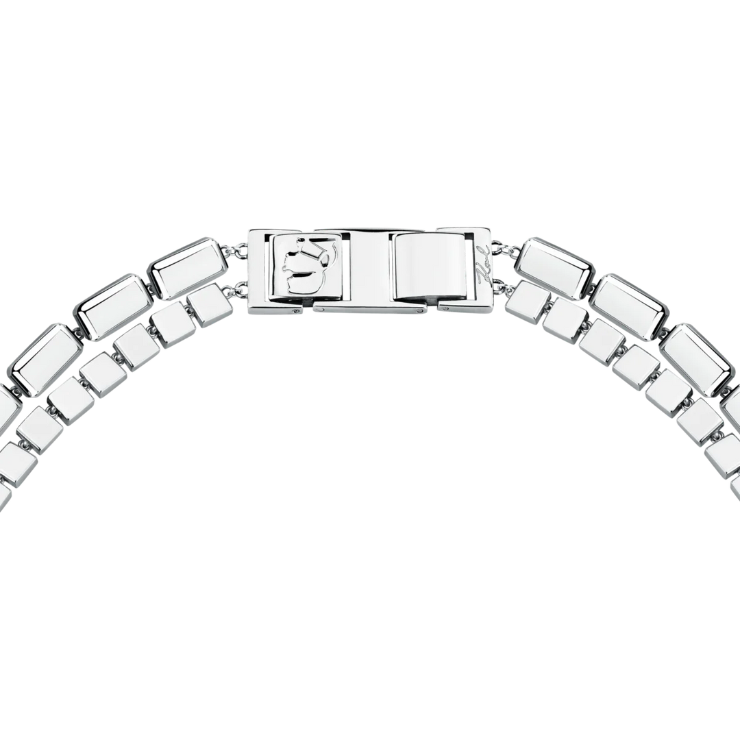 Бижутерска закопчалка с логото Karl Lagerfeld на сребристо колие Crystals – модел KLAYC01