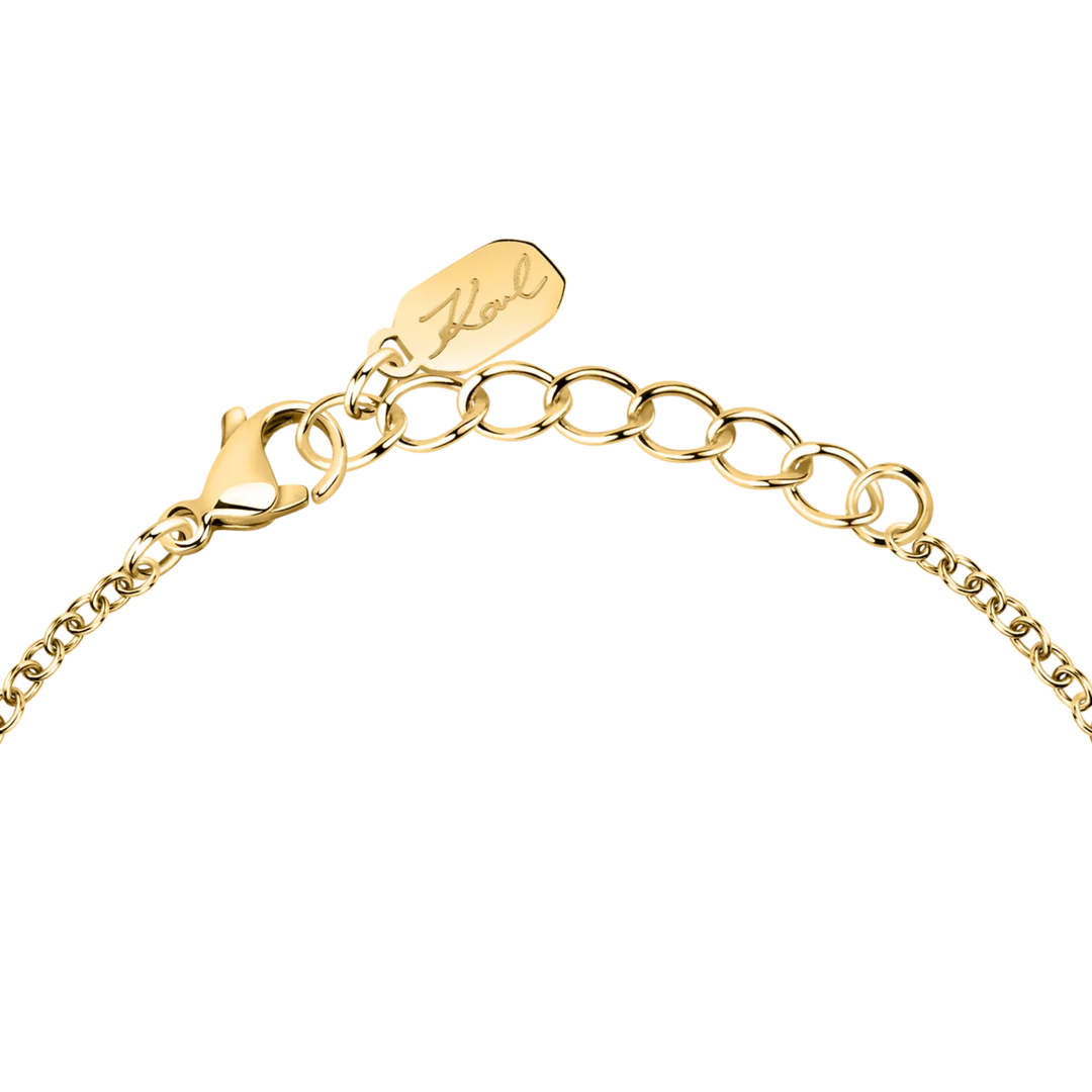 Закопчаване с карабинка и удължител на дамска гривна Karl Lagerfeld Pearl с IP жълто златно покритие – модел KLAYR20