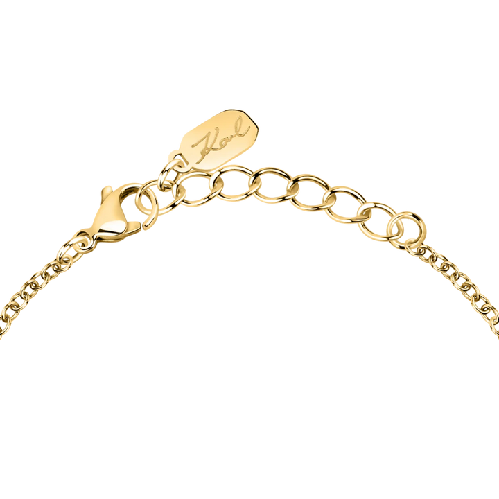 Закопчаване с карабинка и удължител на дамска гривна Karl Lagerfeld Pearl с IP жълто златно покритие – модел KLAYR20