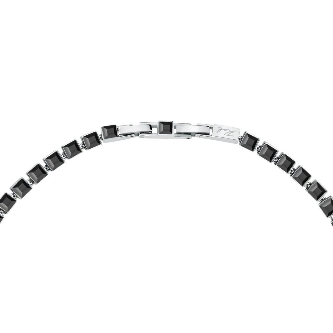 Закопчаване и горна част на дамско колие Karl Lagerfeld Crystals от сребриста стомана с черни кристали – KLAYC05