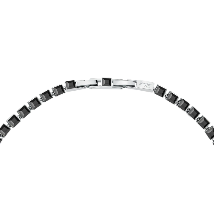 Закопчаване и горна част на дамско колие Karl Lagerfeld Crystals от сребриста стомана с черни кристали – KLAYC05