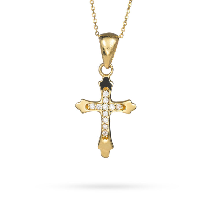 Colier Senso Gold Cross cu Cristale